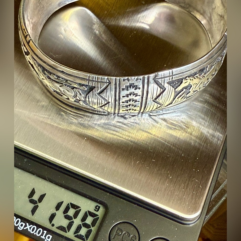 Sterling Silver Horse Motif Cuff Bracelet - Silver - Picture 14 of 16